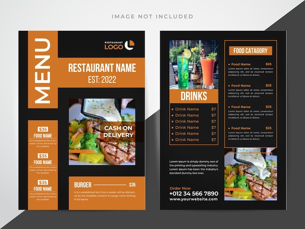modelo de design de menu de restaurante de fast food vintage