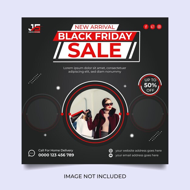 Modelo de design de mídia social para compras na Black Friday Sale