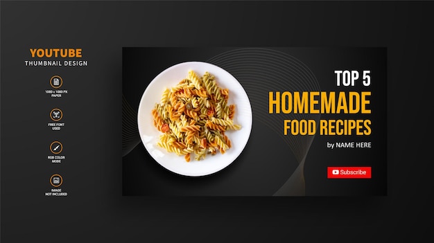 Modelo de design de miniaturas do Youtube para avaliação de alimentos