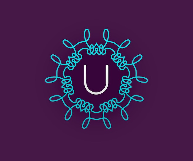 Modelo de design de monograma com letra em vetor. turquesa de qualidade elegante premium em violeta com letra branca.