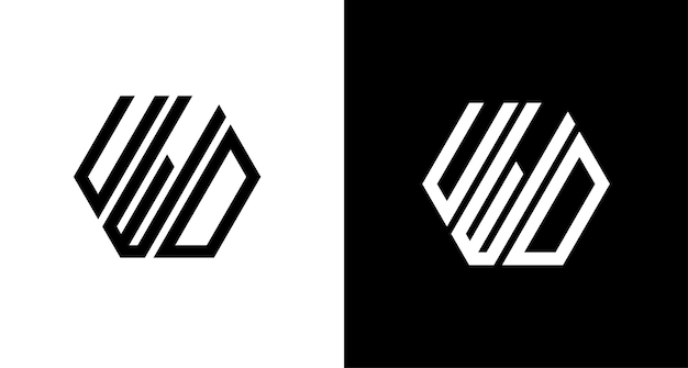 Vetor modelo de design de monograma de logotipo moderno e elegante com letra uwd versão em preto e branco
