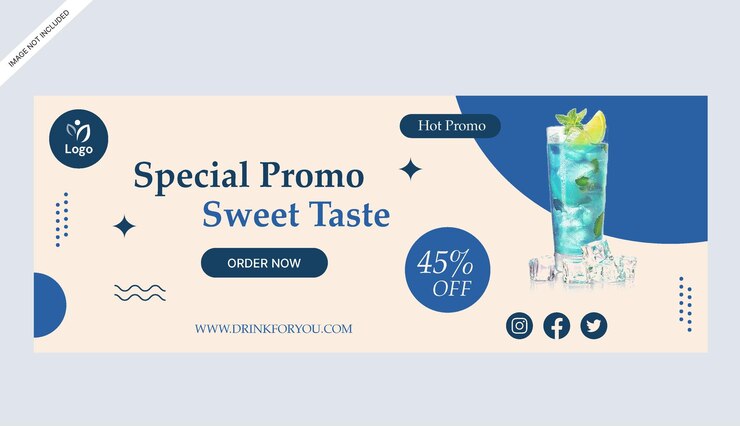 Vetor modelo de design de negócio promocional impresso de loja de banner de bebidas frescas