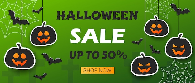 Modelo de design de oferta de Halloween. Fundo de venda.