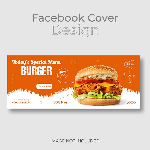 Vetor modelo de design de página de capa do facebook de restaurante fast food saudável