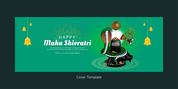 Modelo de design de página de capa do festival religioso feliz maha shivratri hindu