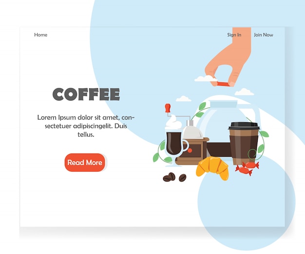 Modelo de design de página de destino de site de café