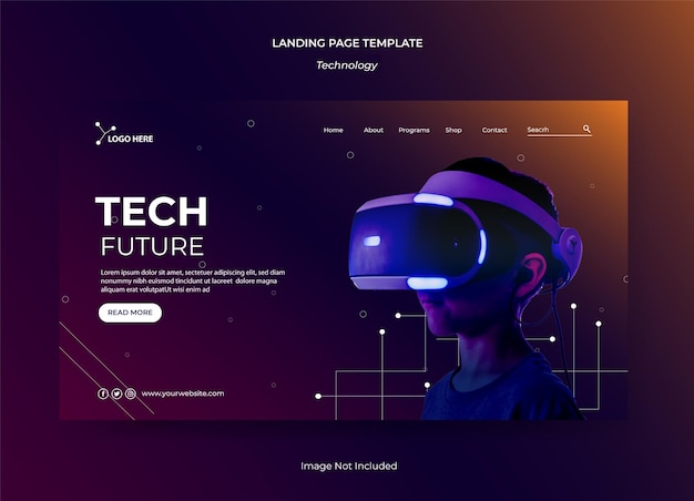 Modelo de design de página de destino do futuro de tecnologia