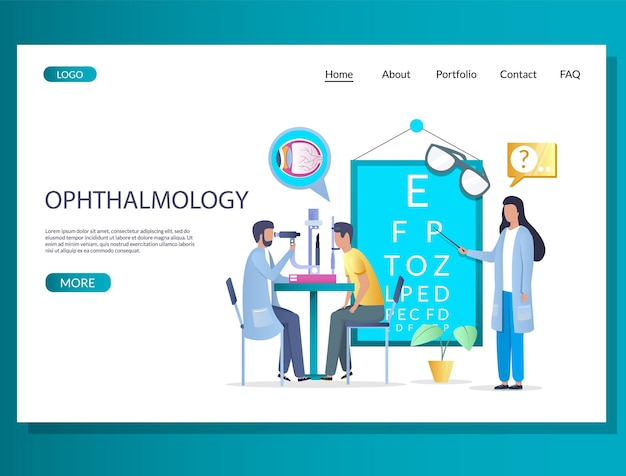 Modelo de design de página de destino do site de vetor de oftalmologia
