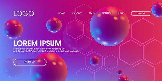 Modelo de design de página web moderno fluido líquido colorido geométrico 3d