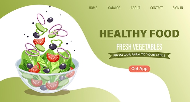 Modelo de design de página web para vegetais frescos produtos naturais alimentos orgânicos entrega de alimentos on-line