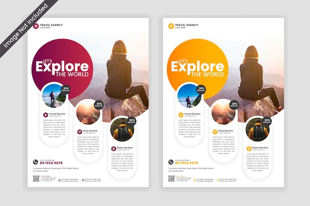 Modelo de design de panfleto de folheto de viagens de férias. cartaz, post de mídia social, flayer