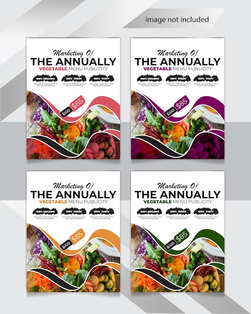 Vetor modelo de design de panfleto de legumes para promoção de produtos alimentares de frutas e legumes