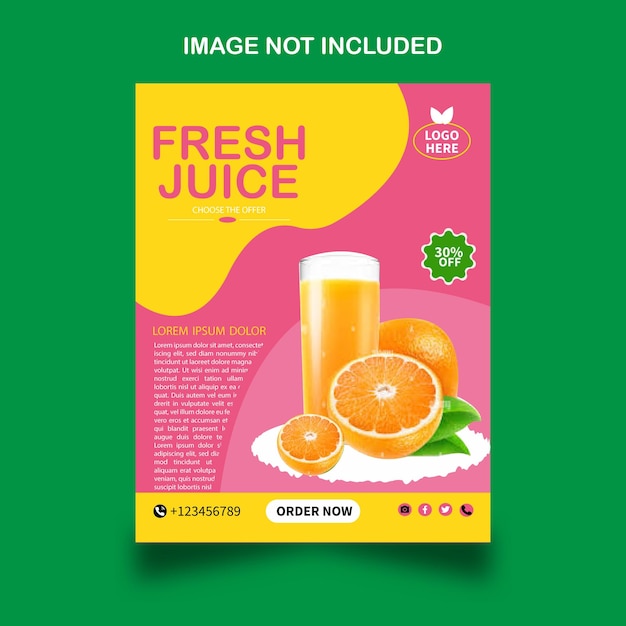 Modelo de design de panfleto de suco de laranja