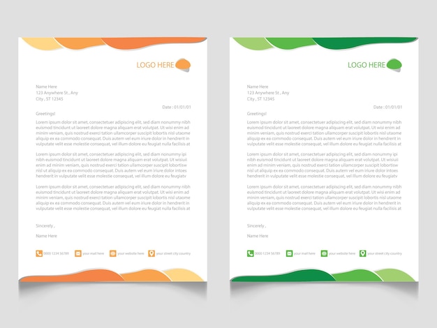 Vetor modelo de design de papel timbrado de negócios corporativos criativos coloridos a4