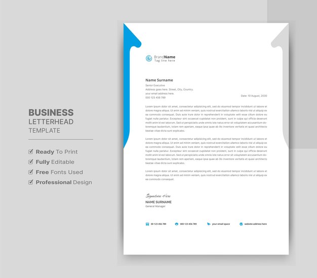 Modelo de design de papel timbrado de negócios para empresas modernas