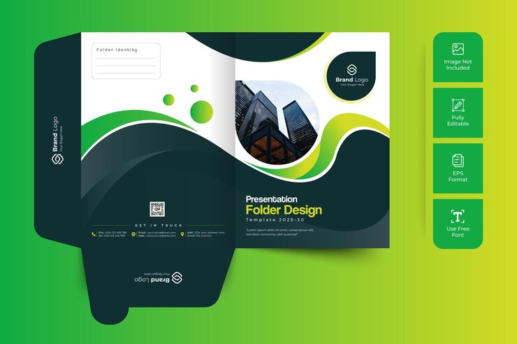 Vetor modelo de design de pasta de apresentação corporativa atraente e moderno