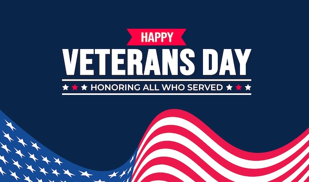 modelo de design de plano de fundo feliz Dia dos Veteranos com bandeira americana homenageando todos que serviram