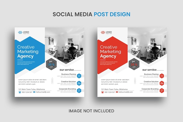 Modelo de design de post de mídia social de agência de marketing criativo moderno