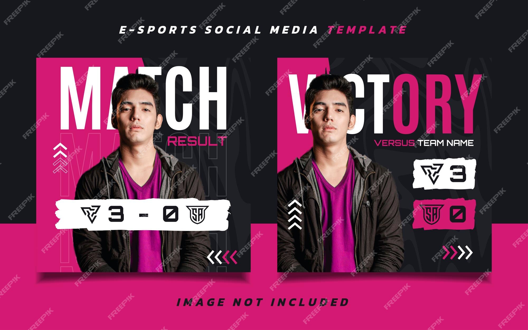 Conjunto de post de mídia social de jogos de esports ou modelo de