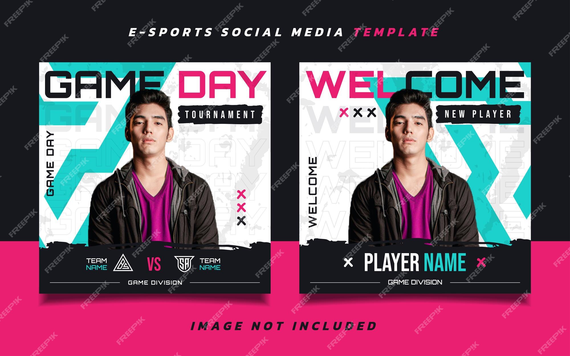 Conjunto de post de mídia social de jogos de esports ou modelo de