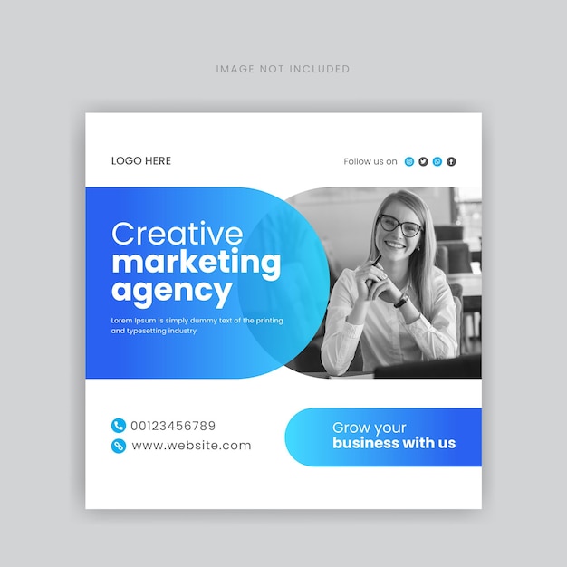 Modelo de design de postagem de mídia social de agência de marketing criativo vetor premium vetor premium