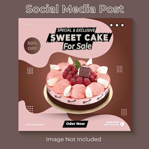 Modelo de design de postagem de mídia social de bolo doce