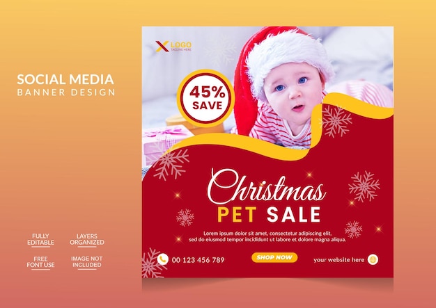 Modelo de design de postagem de mídia social de celebração de temporada de natal