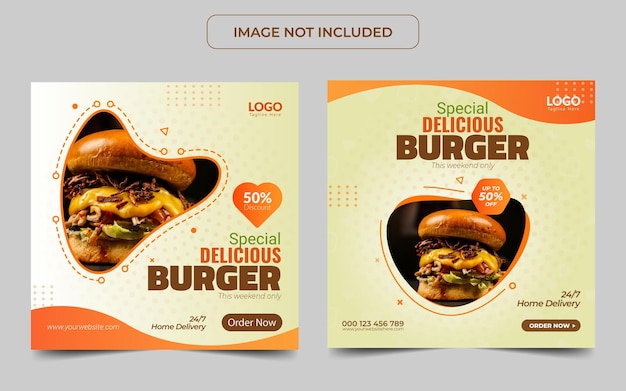 Modelo de design de postagem de mídia social de fast food de serviço de hambúrguer