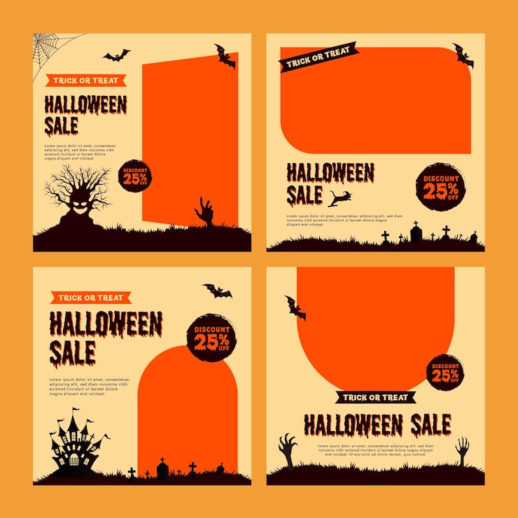 Vetor modelo de design de postagem de mídia social de halloween para promoção