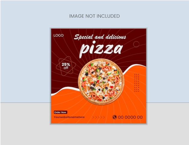 Vetor modelo de design de postagem de mídia social de pizza especial e deliciosa banner de postagem do instagram