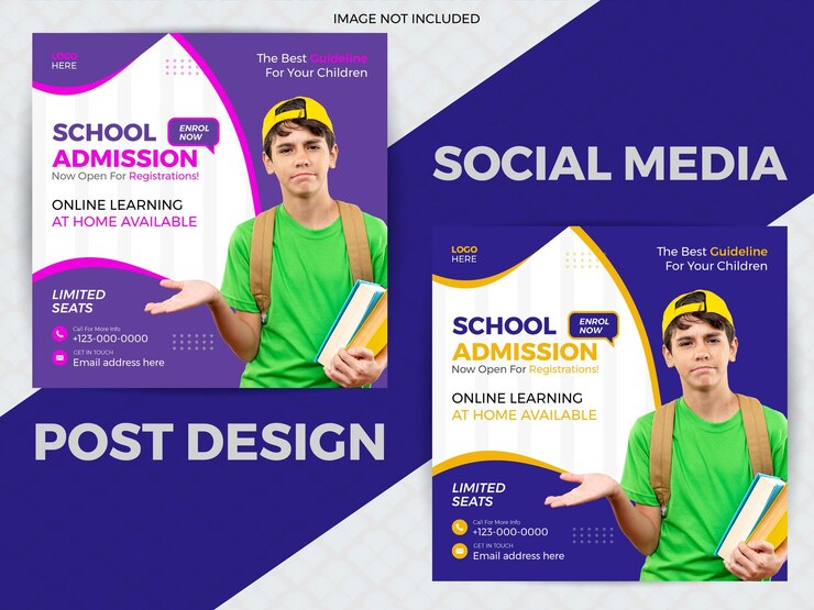 Vetor modelo de design de postagem de mídia social de volta às aulas