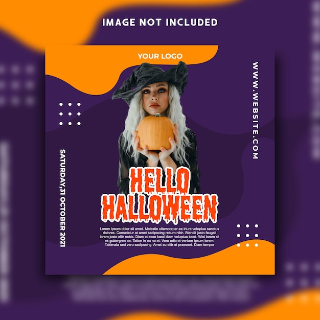 Vetor modelo de design de postagem de mídia social plana festa de halloween