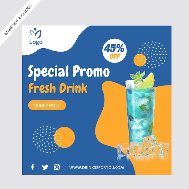 Vetor modelo de design de postagem do mojito drink promoção em mídias sociais instagram