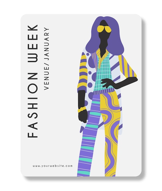 Modelo de design de pôster da lady fashion. ilustração em vetor estilo minimalista.