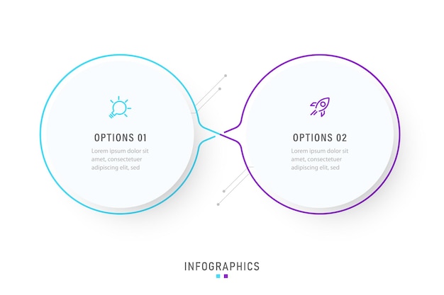 Modelo de design de rótulo de infográfico vetorial com ícones e 2 opções ou etapas Pode ser usado para processo