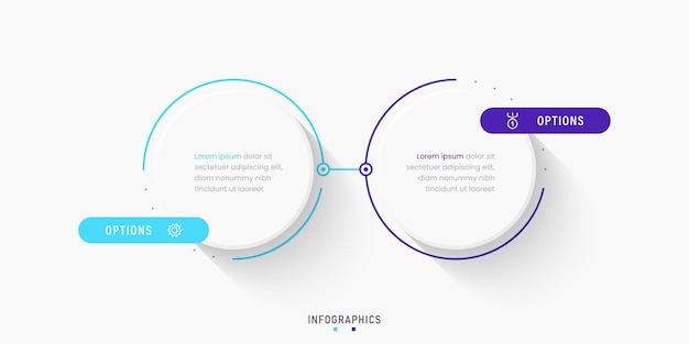 Vetor modelo de design de rótulo de infográfico vetorial com ícones e 2 opções ou etapas pode ser usado para processo