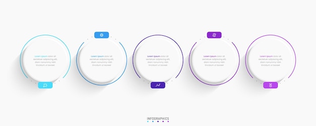 Vetor modelo de design de rótulo infográfico vetorial com ícones e 5 opções ou etapas pode ser usado para processo