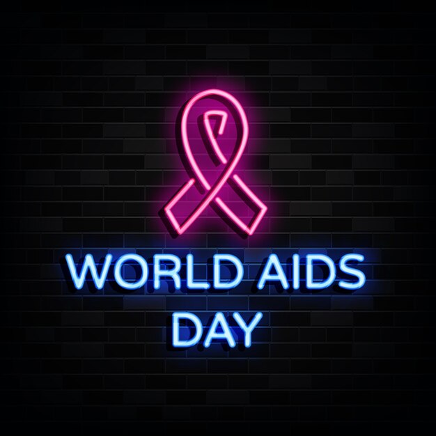Modelo de design de sinais de néon para o Dia Mundial da AIDS Sinal de néon