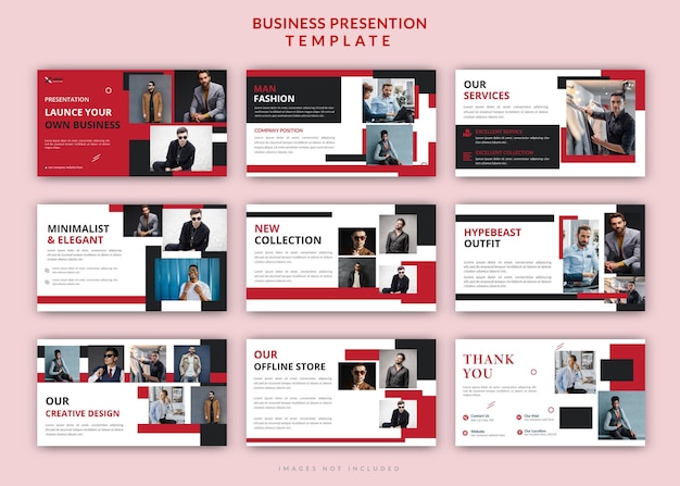 Modelo de design de slide de apresentação de powerpoint de moda homem moderno criativo multiuso