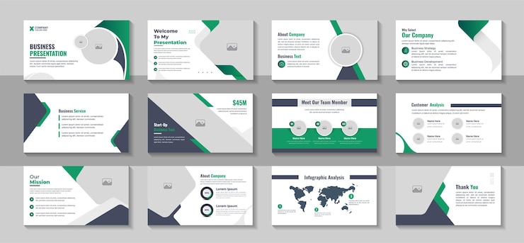 Vetor modelo de design de slides em powerpoint para apresentação de negócios e layout de brochura