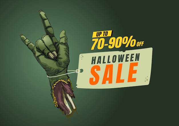Modelo de design de venda de Halloween. tag de banner. Ilustração vetorial