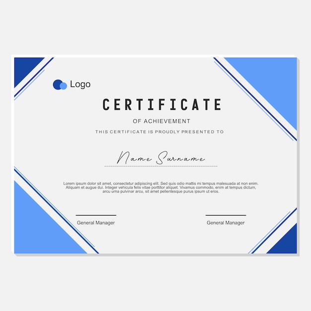 modelo de design de vetor de certificado de prêmio