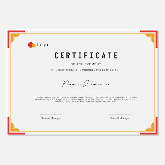 modelo de design de vetor de certificado de prêmio
