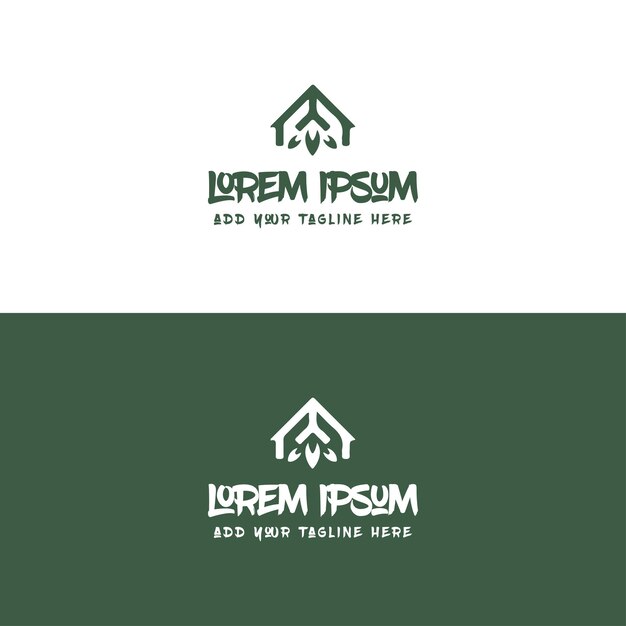 Modelo de design de vetor de conceito de logotipo de casa na árvore verde