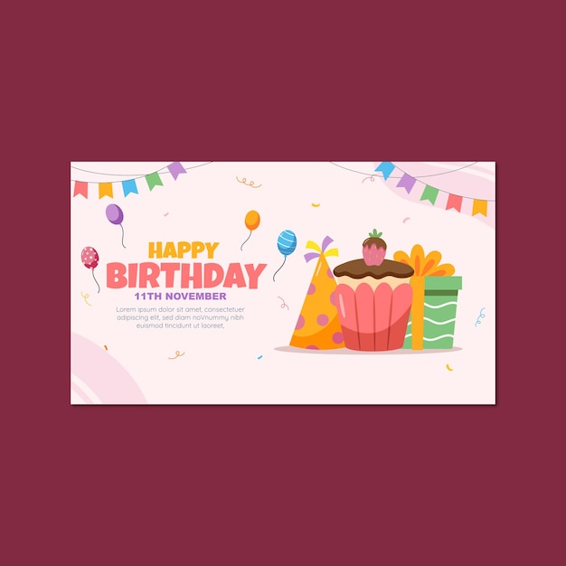 Modelo de design de vetor de feliz aniversário para festa e celebração