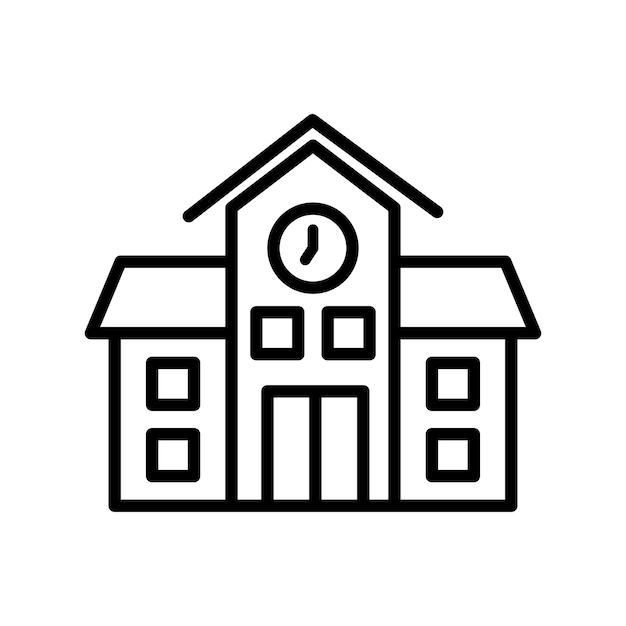 modelo de design de vetor de ícone de edifício escolar em fundo branco