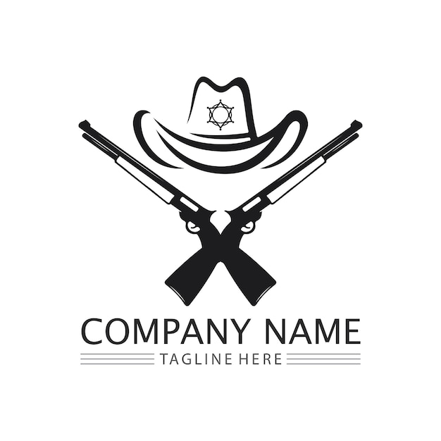 Modelo de design de vetor de ícone de logotipo de chapéu de cowboy