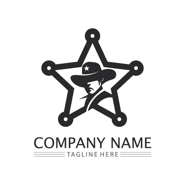 Modelo de design de vetor de ícone de logotipo de chapéu de cowboy