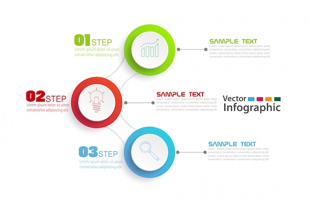 Modelo de design de vetor de infografia com 3 etapas