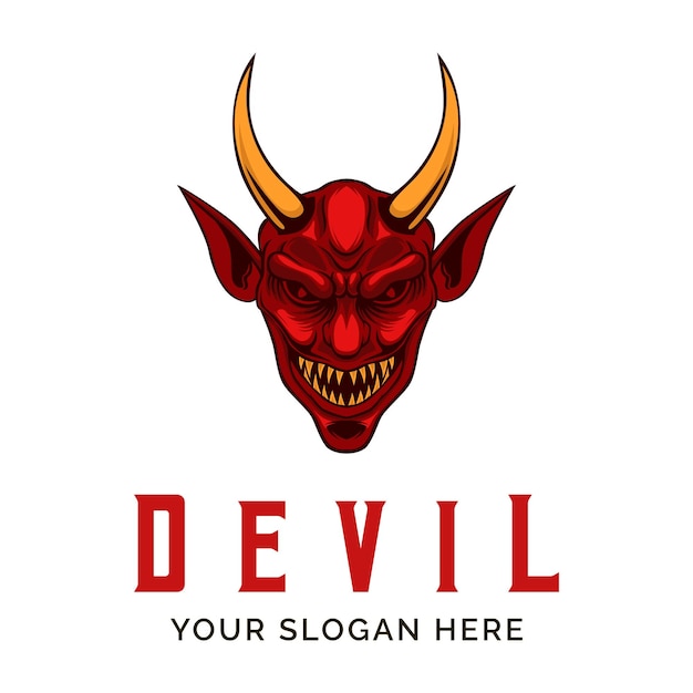 Modelo de design de vetor de logotipo de mascote de demônio do diabo